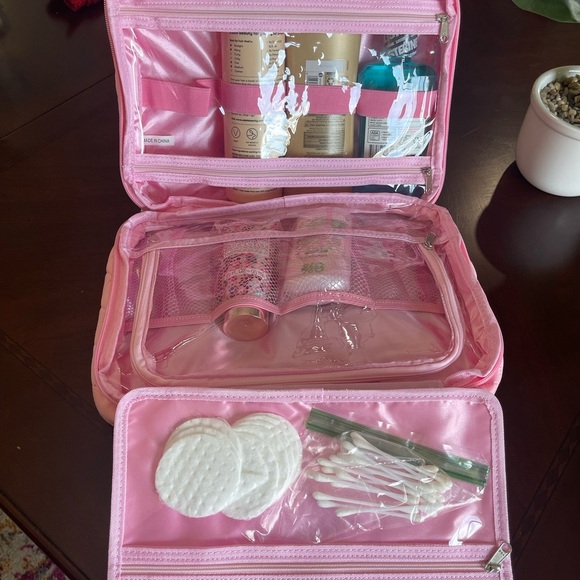 POPPIN-10 Large (12x9x5) Pink Cosmetic/Makeup Hanging Toiletry Bag Waterproof - Picture 5 of 11